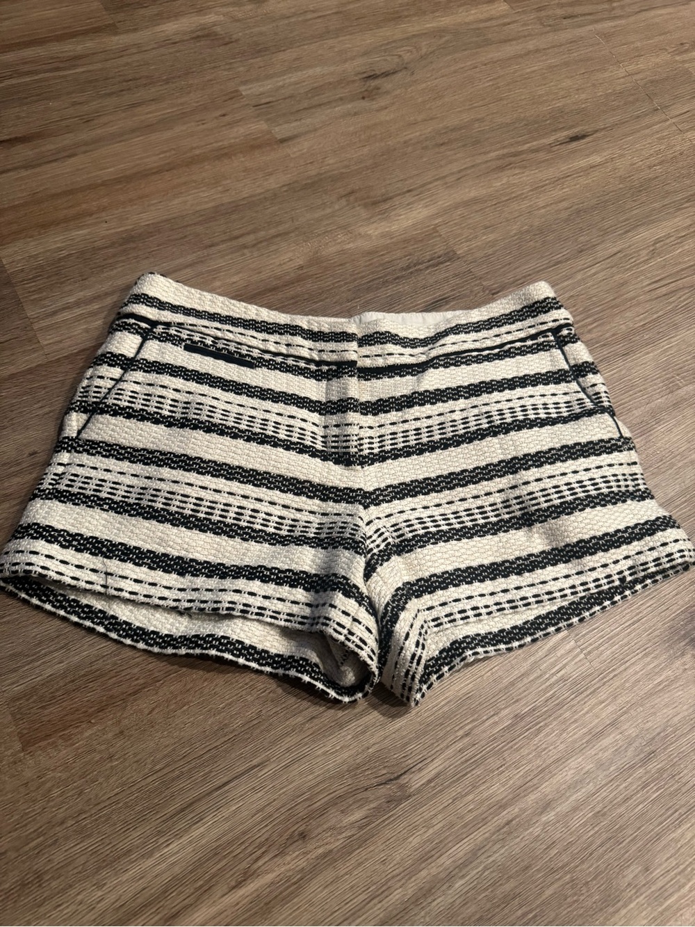 LOFT Black & Off-white Striped The Riviera Shorts